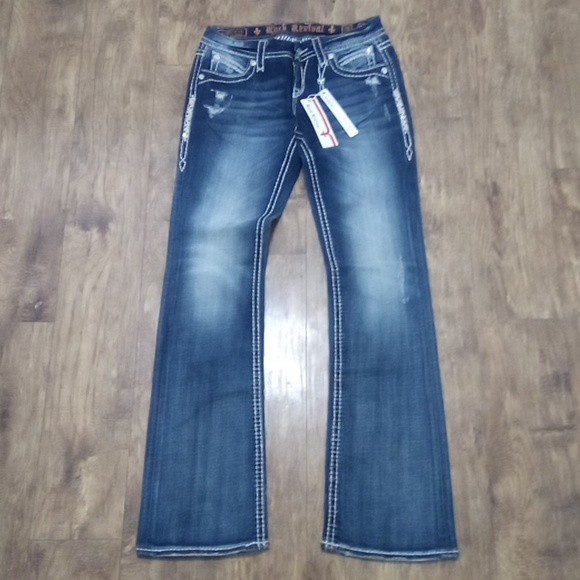 Rock Revival NWT Women's Jeans 26 Easy Boot Irene Embellished Rhinestones - Picture 3 of 14
